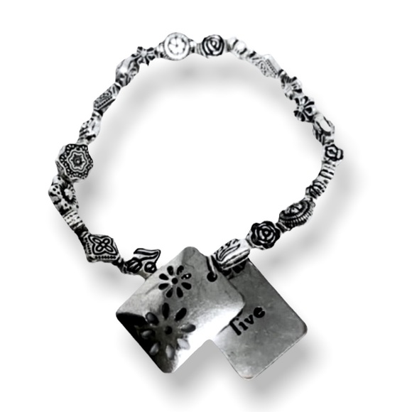 Artisan Jewelry - New Handmade Spring Bloom Live 2 Panel Flowers BOHO Sterling Silver Bracelet